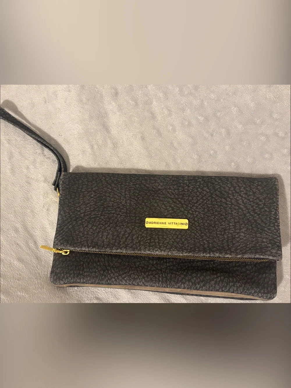 Adrienne Vittadini Black Textured Wristlet Crossbody